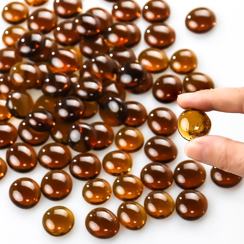 CYS EXCEL 5LBS Amber Glass Gemstone Beads Vase Fillers Flat Marble Beads Multiple Color Choices Aquarium Decor Rocks Floral Stones Decorative Mosaic Glass Gem Pebbles - Image 3